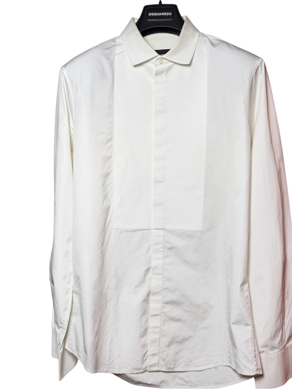 DSQUARED2 Men’s White Tuxedo-Front Dress Shirt